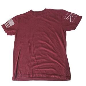 Grunt Style Basic Red Shoulder Flag Graphic Tee Women's M Patriotic 3586